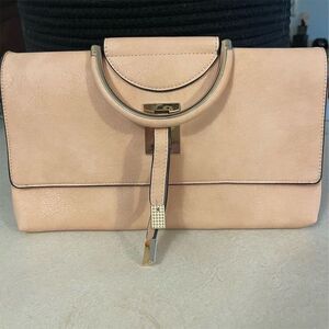 Vieta World Pink Vegan Leather Crossbody Clutch Bag Medium Women's